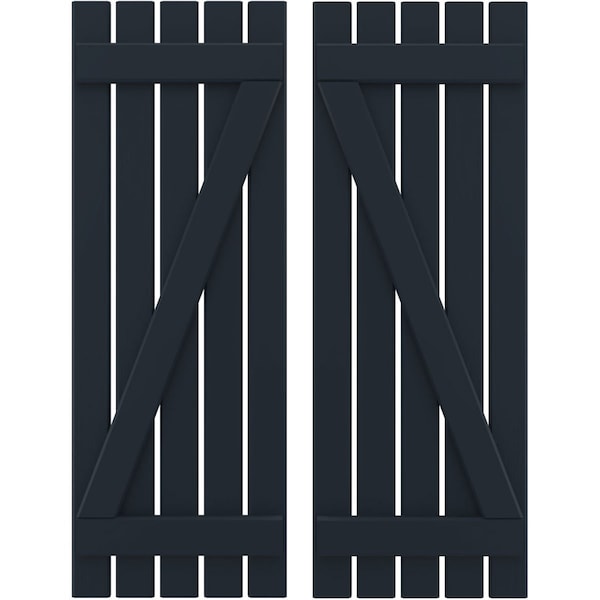 Ekena Millwork Americraft 5-Board (2 Batten) Wood Spaced Board-n-Batten Shutters w/ Z-Bar, ARW102SB519X77OBH, PR ARW102SB519X77OBH - main
